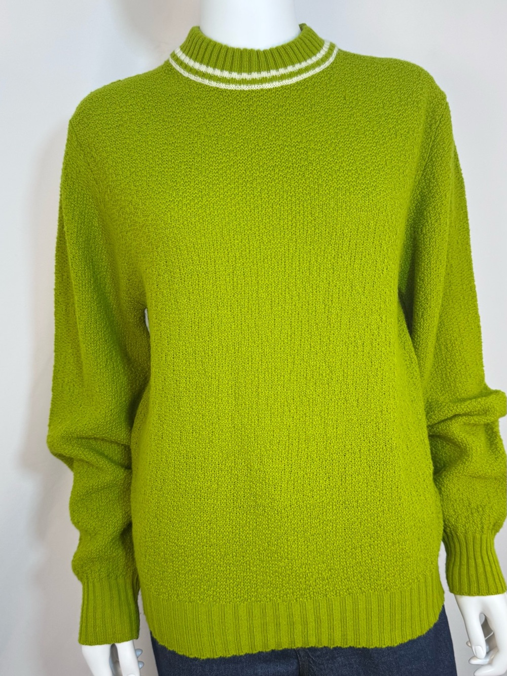 Vintage 70s Campus Wintuk Men's Ringer Crewneck Sweater Lime Green M